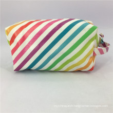 Multicolor Strip Makeup Bag For Women Outdoor Travel Toiletry Bag Girls Daily Usage Rainbow Cosmetic Bag